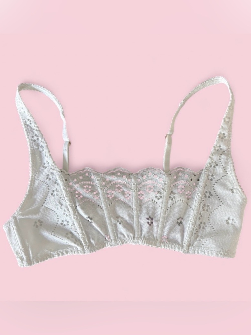 Savage X Fenty White Bombshell Broderie Lace Bralette Size Medium